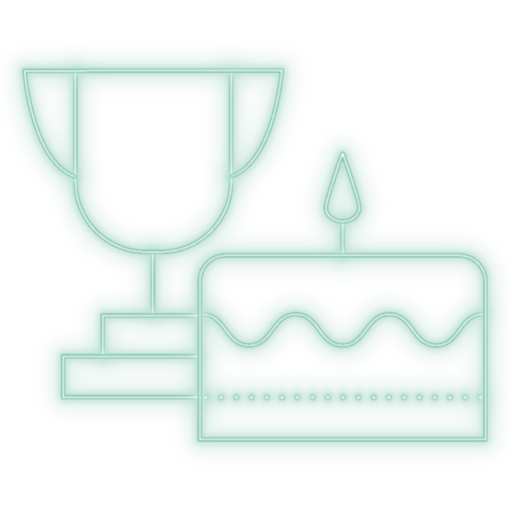 Icon einer Torte und Icon eines Pokals